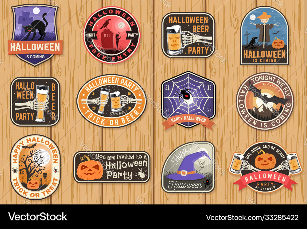 Halloween-Patches Retro-Abzeichenstift Halloween-Patches Retro-Abzeichenstift vektorbild