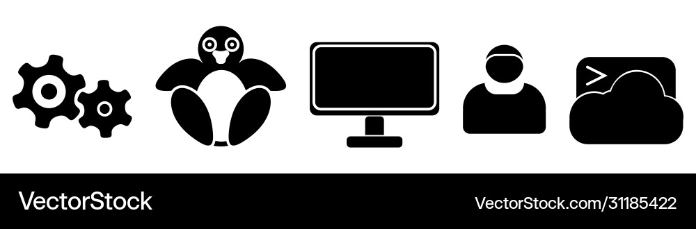 Linux system flat icons simple style Vector Image