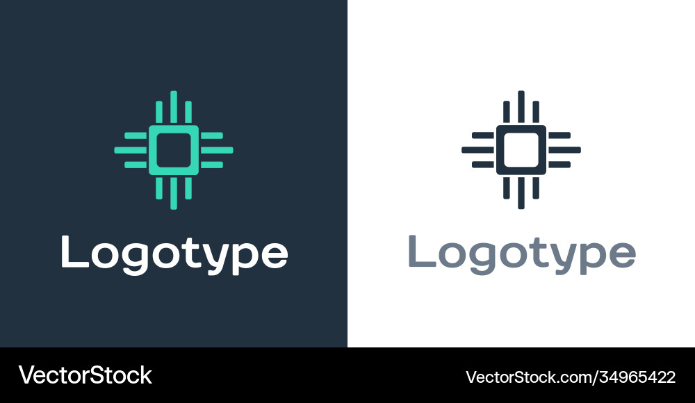 Logotyp Computerprozessor mit Mikroschaltungen cpu Logotyp Computerprozessor mit Mikroschaltungen cpu Vektorbild
