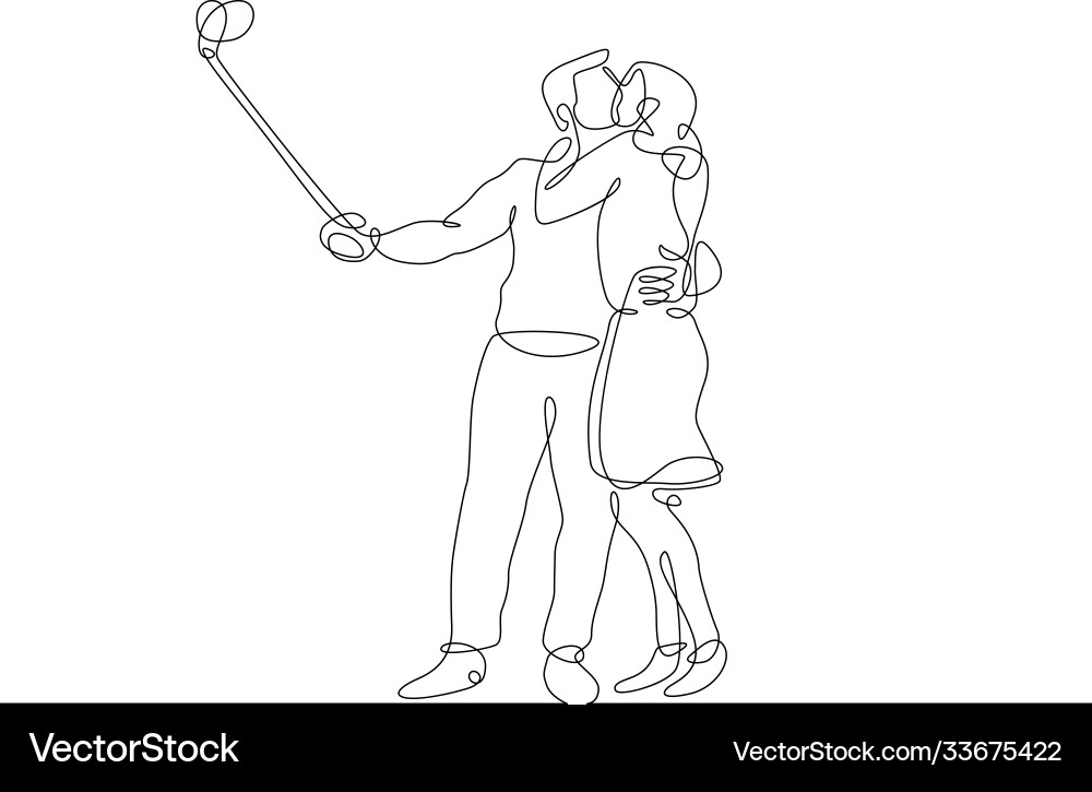 Selfi continuous one line vector image