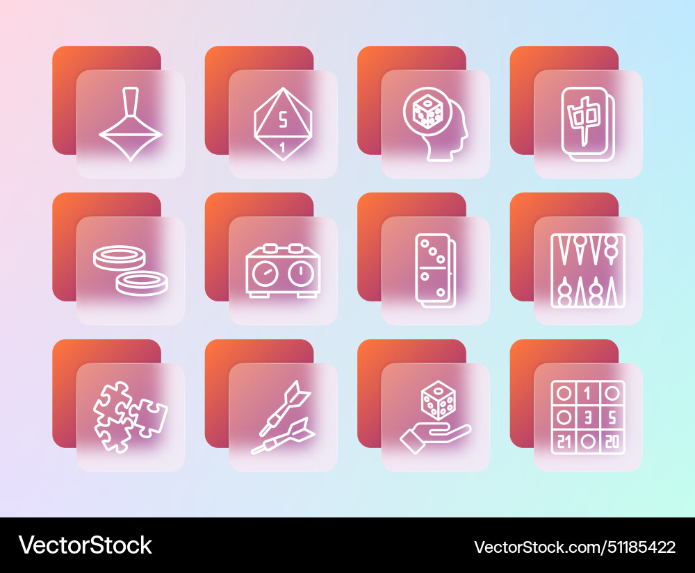 Set line mahjong pieces dart arrow domino game vector image