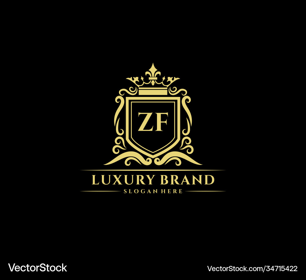 Zf initial letter gold calligraphic feminine Vector Image