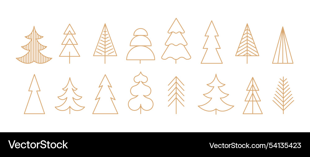 Christmas tree minimalist elegant collection Christmas tree minimalist elegant collection vector image