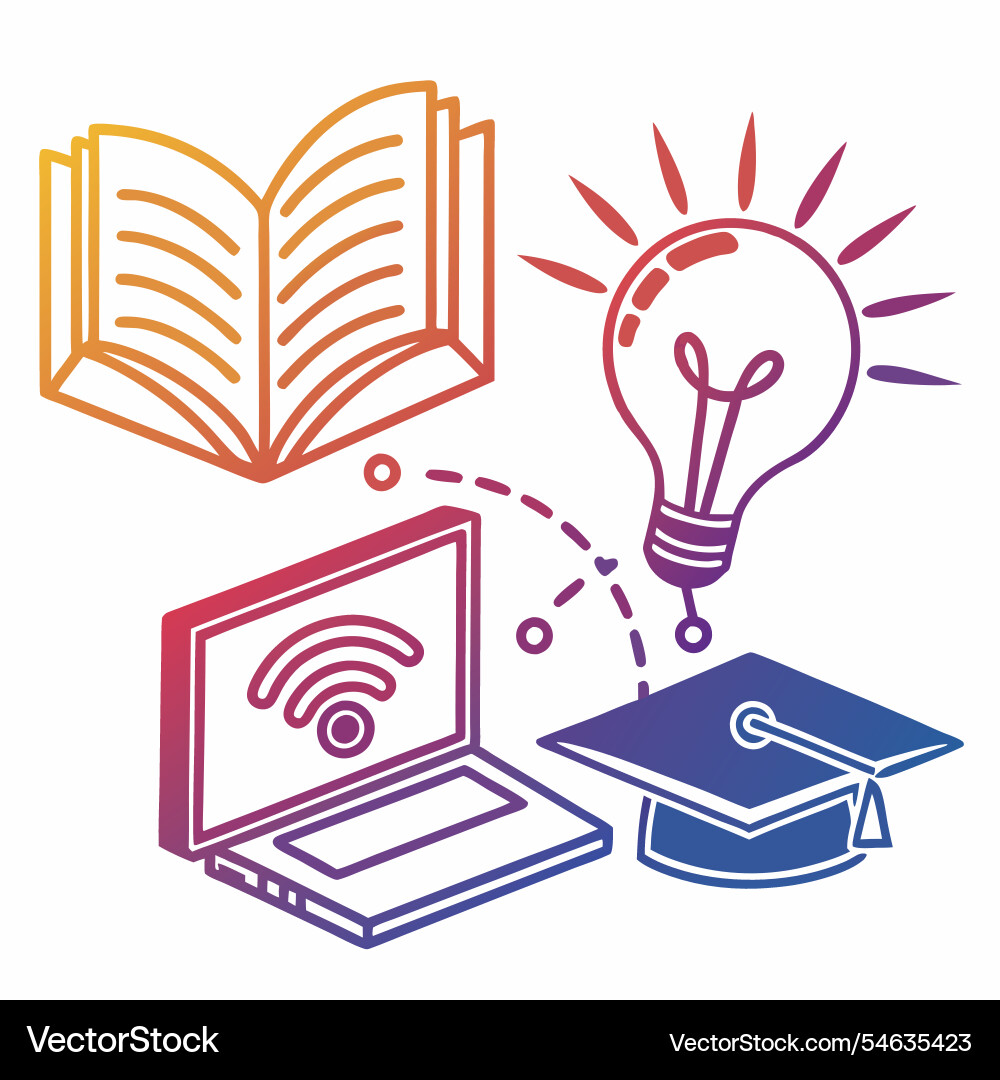 Digital learning icons gradient fusion Digital learning icons gradient fusion vector image