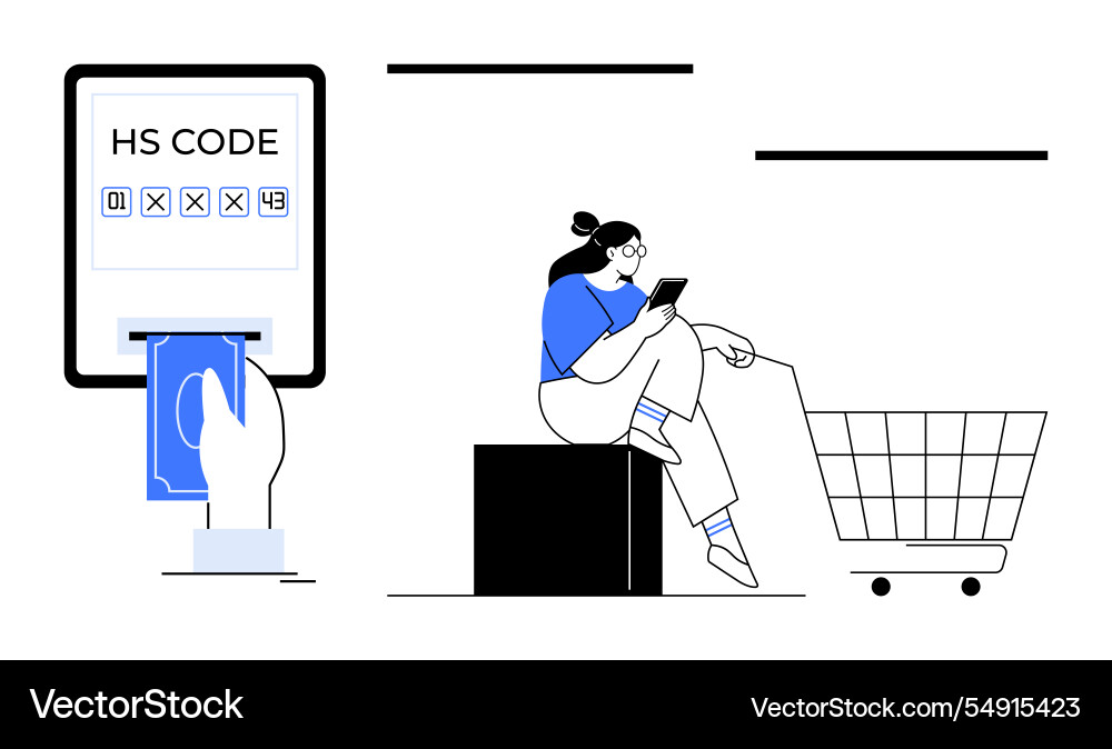 E-commerce and hs code management with digital vector image