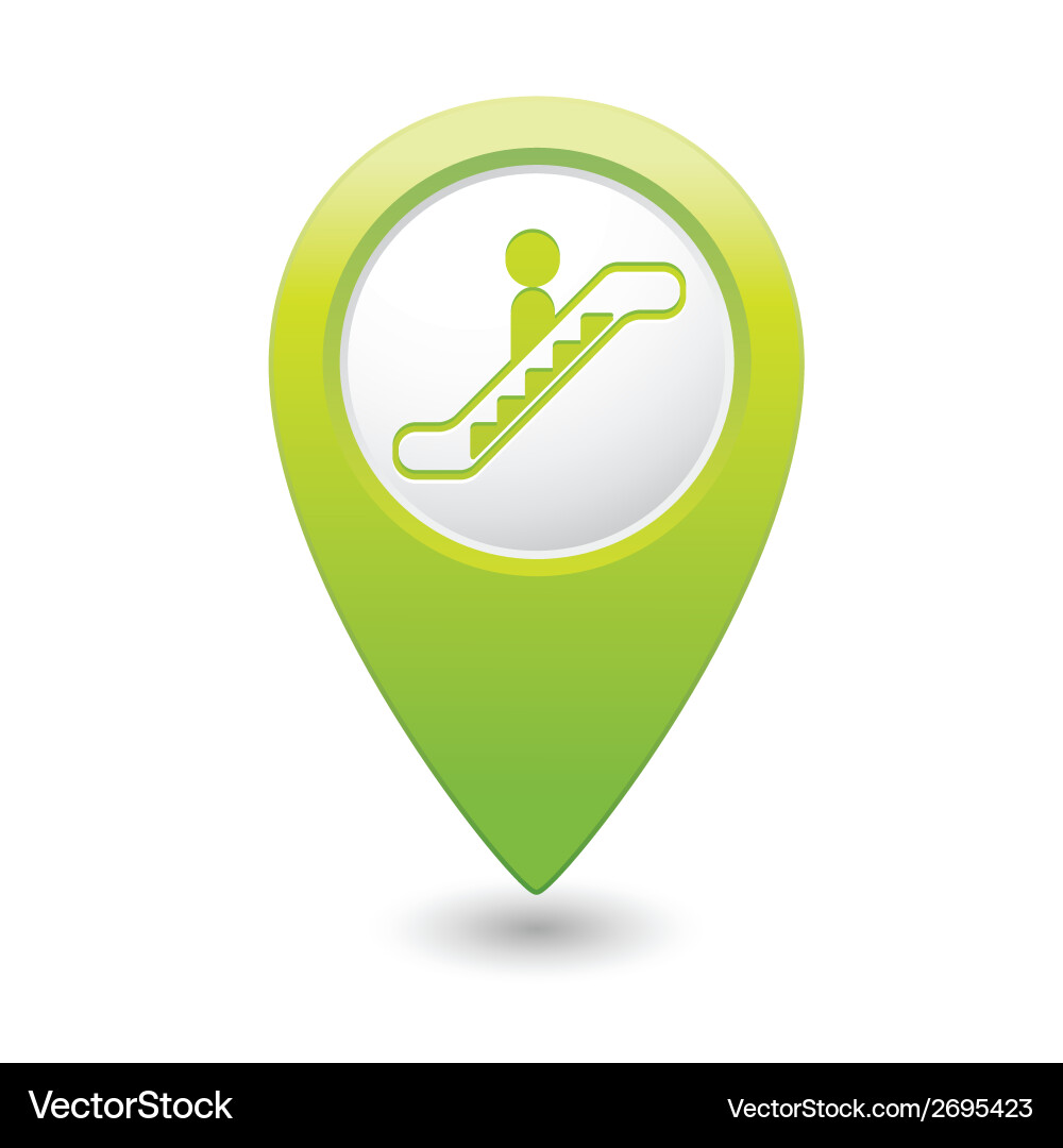 Escalator icon green map pointer4 Vector Image