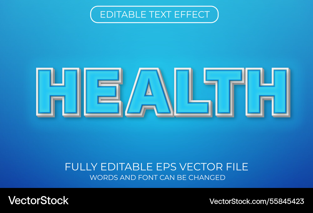 Health editable text effect Health editable text effect vector image