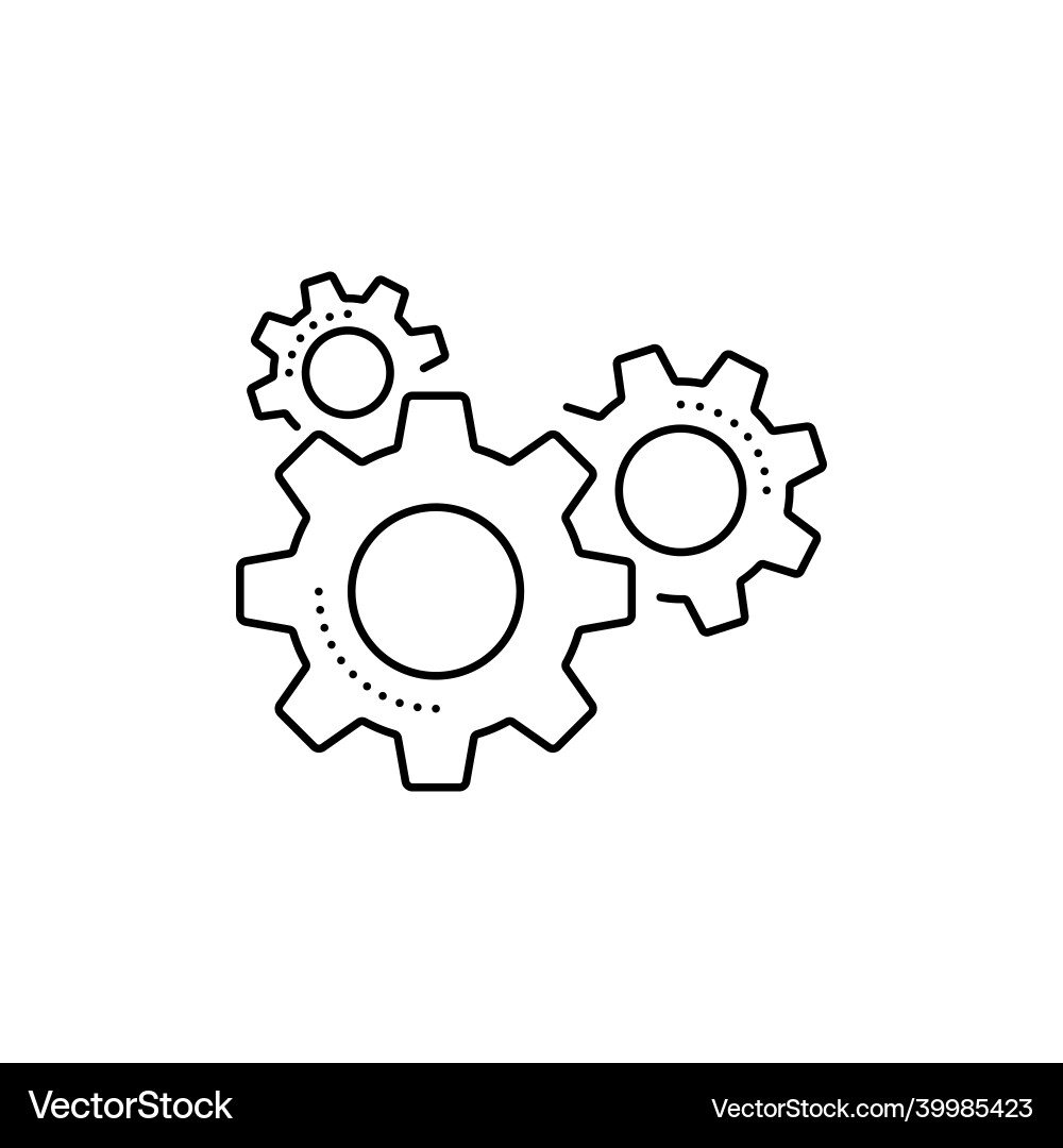 Linear three gears set Linear three gears set Vector Image
