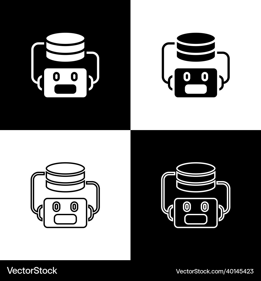 Set artificial intelligence robot icon isolated Vector Image