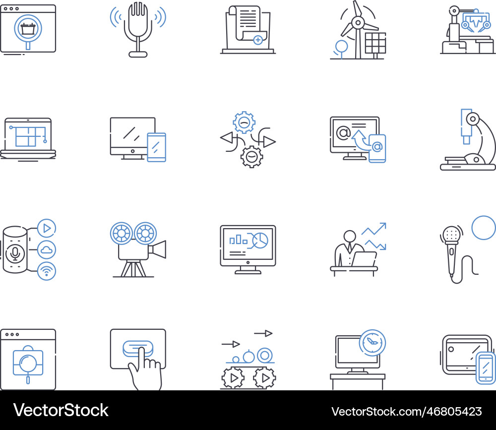 Talking robots line icons collection automaton Vector Image