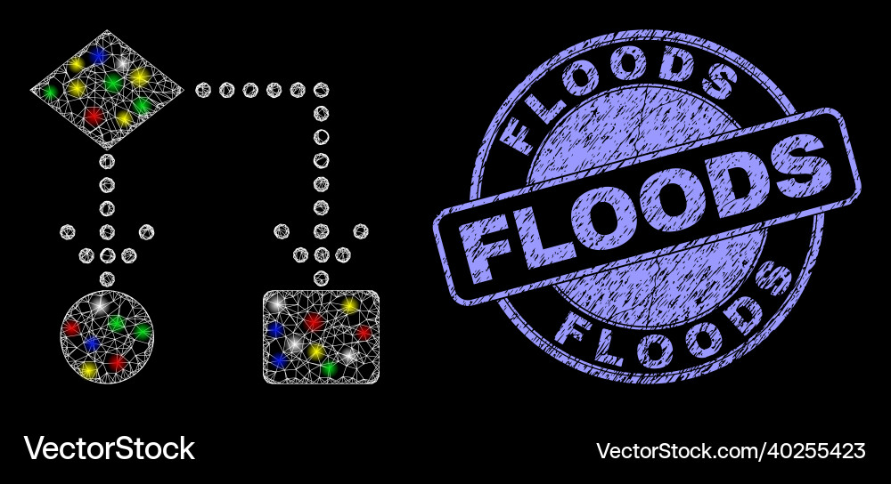 Textured floods watermark and light net block Textured floods watermark and light net block vector image