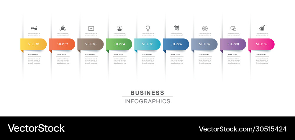 9 data infographics tab paper index template 9 data infographics tab paper index template vector image