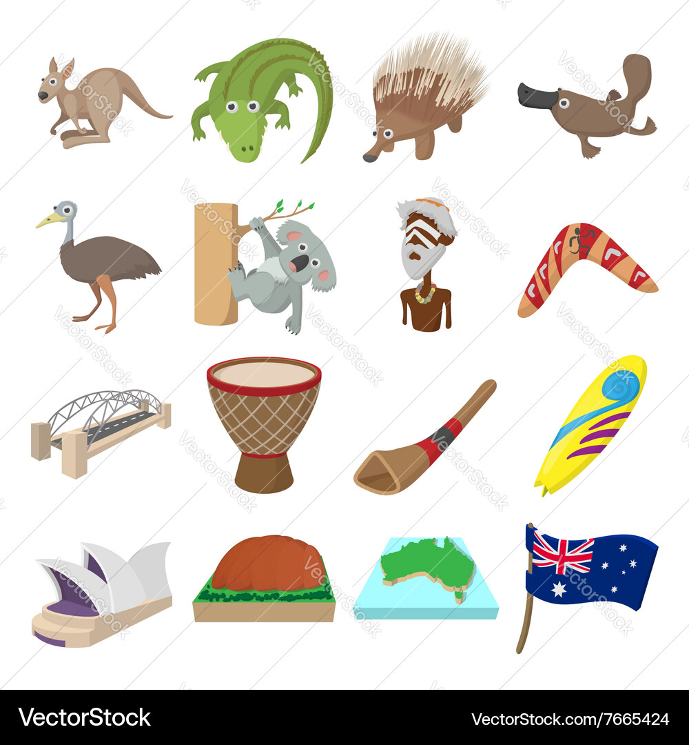 Australian Icon Set Vector Image