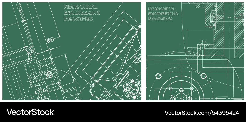 Blueprint set engine line drawing vector image