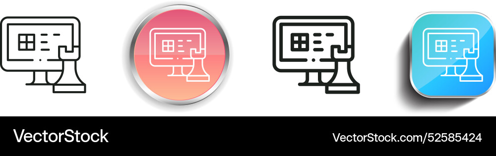 Chess game icon thin linear regular and button vector image