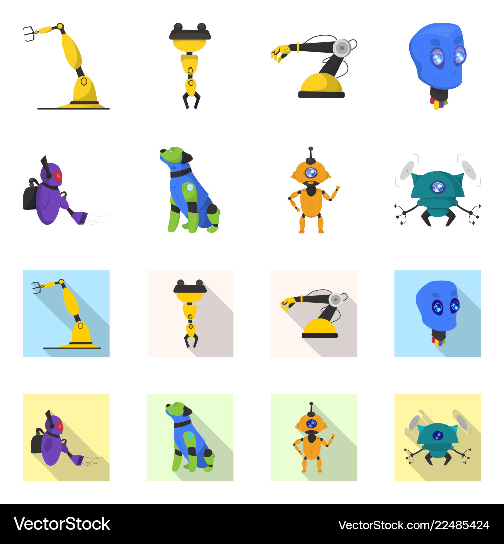 Design of robot and factory logo set Vector Image