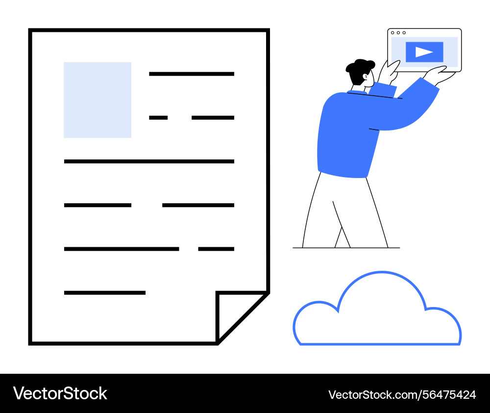 Digital document management and cloud video upload Digital document management and cloud video upload vector image