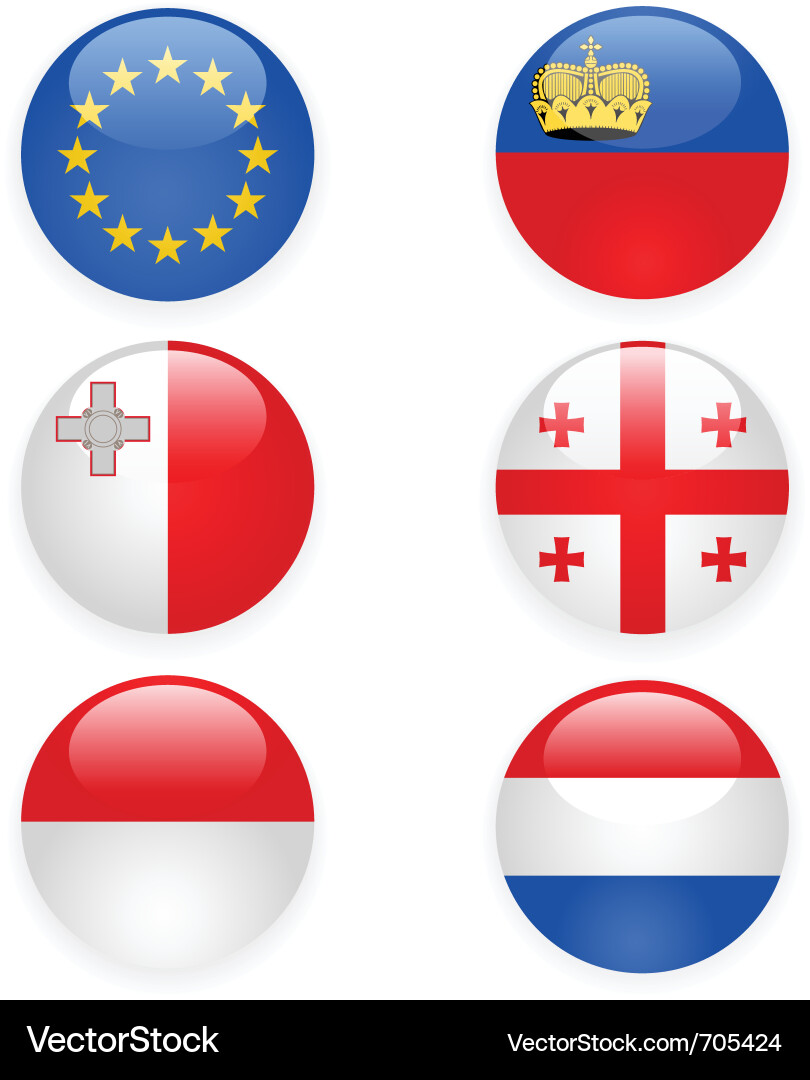 Europe Flags Button Set Vector Image