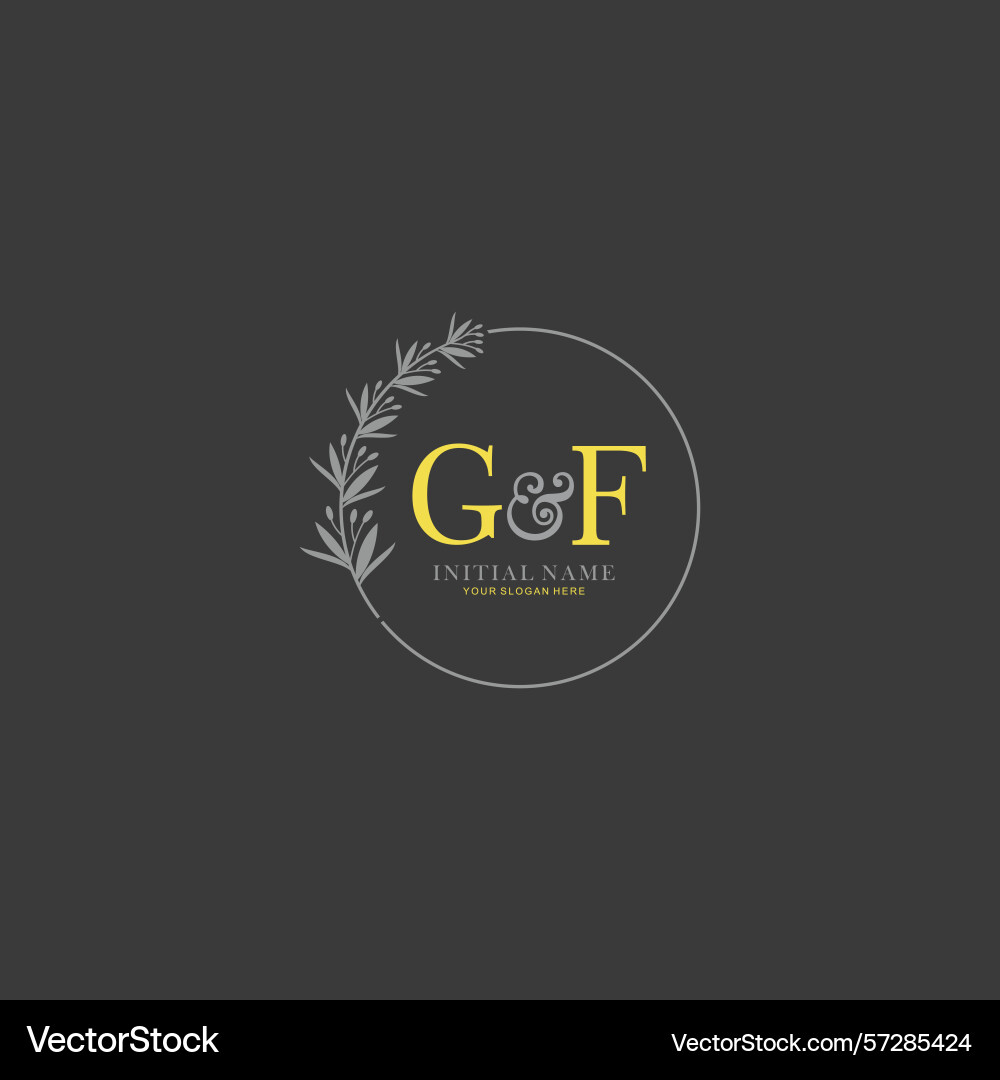 Gf initial logo templates with botanical elements Vector Image