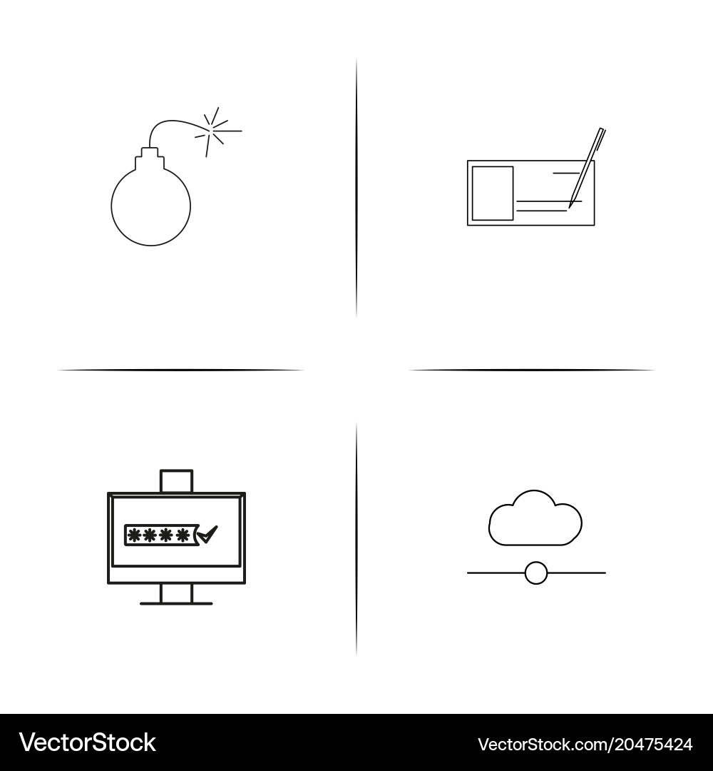 Internet security simple linear icons set Vector Image