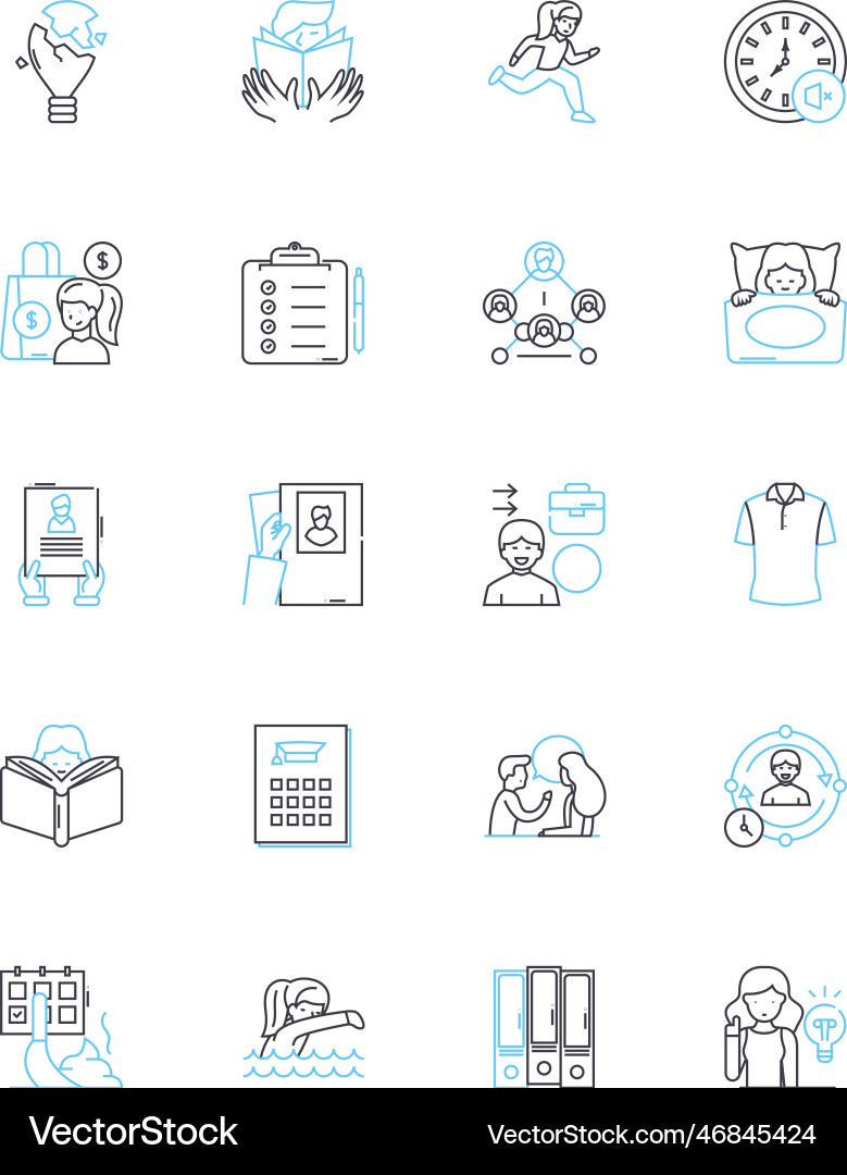 Paper products linear icons set statiry notebook Paper products linear icons set statiry notebook Vector Image