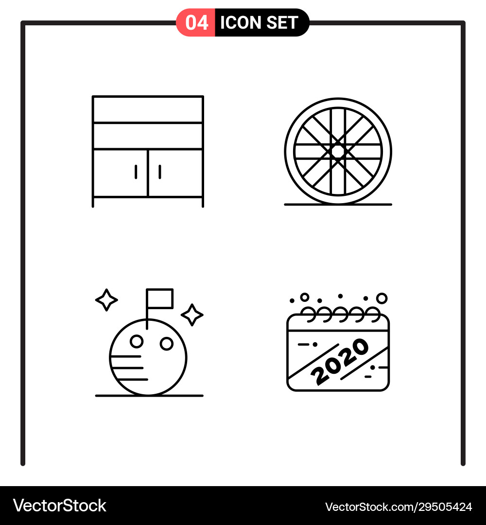 Set 4 line style icons for web and mobile Vector Image