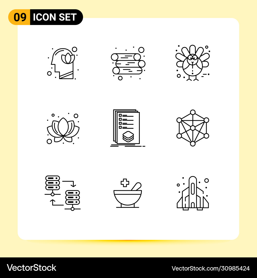 Set 9 modern ui icons symbols signs for list Vector Image