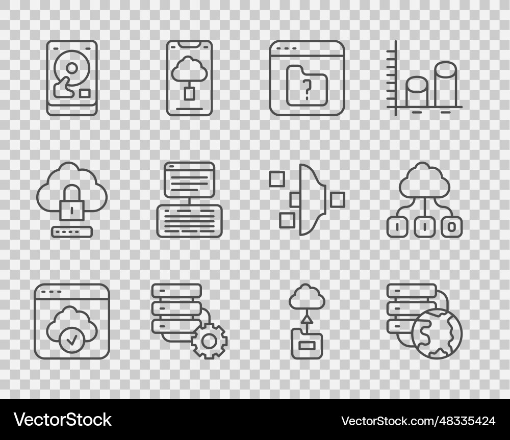 Set line cloud technology data transfer network Vector Image
