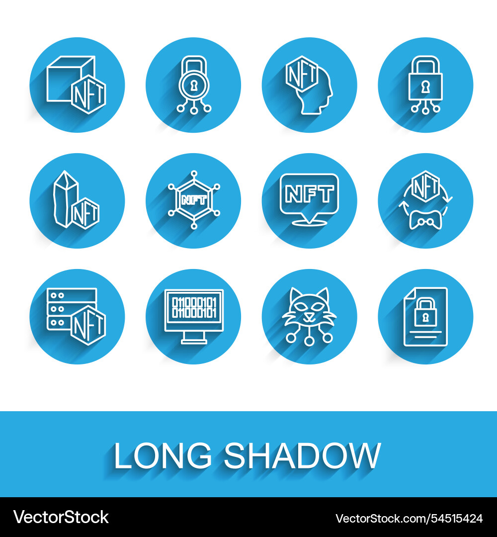 Set line nft blockchain technology binary code Set line nft blockchain technology binary code Vector Image