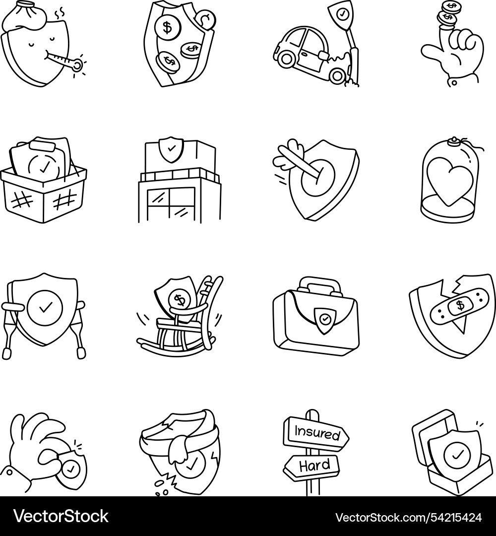 Set of doodle style coverage icons vector image