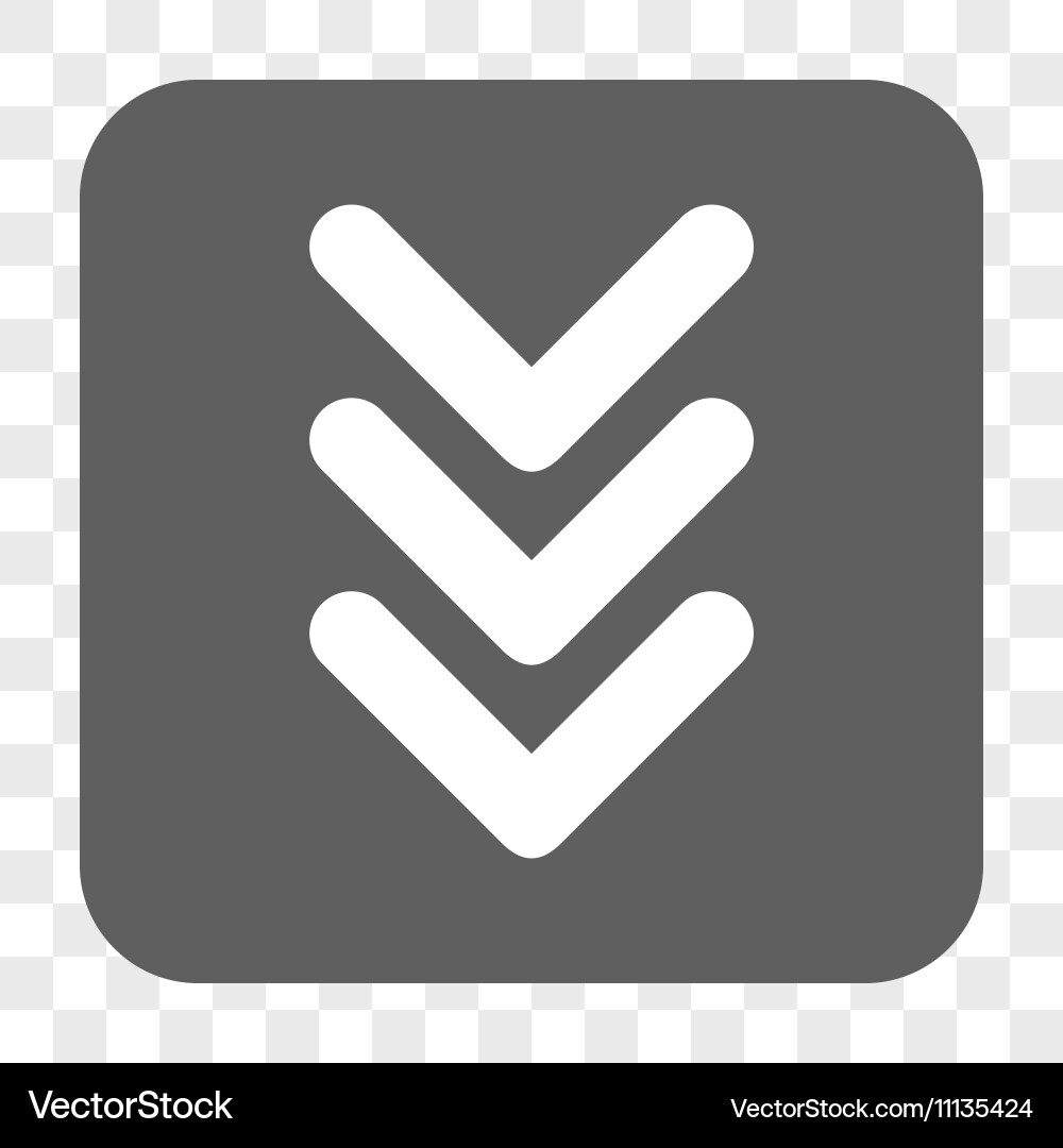 Triple arrowhead down rounded square button Vector Image