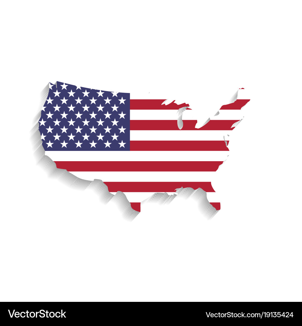 Usa flag in a shape of us map silhouette united Vector Image