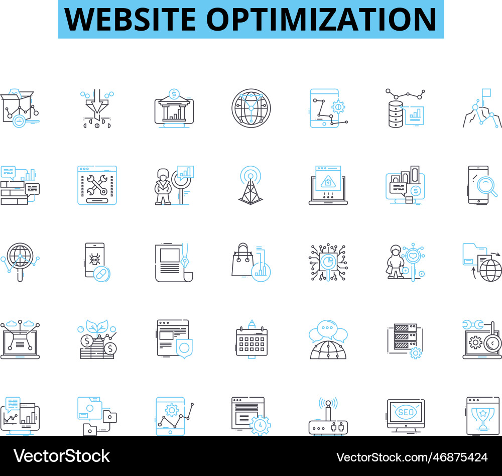 Website optimization linear icons set analytics Website optimization linear icons set analytics Vector Image
