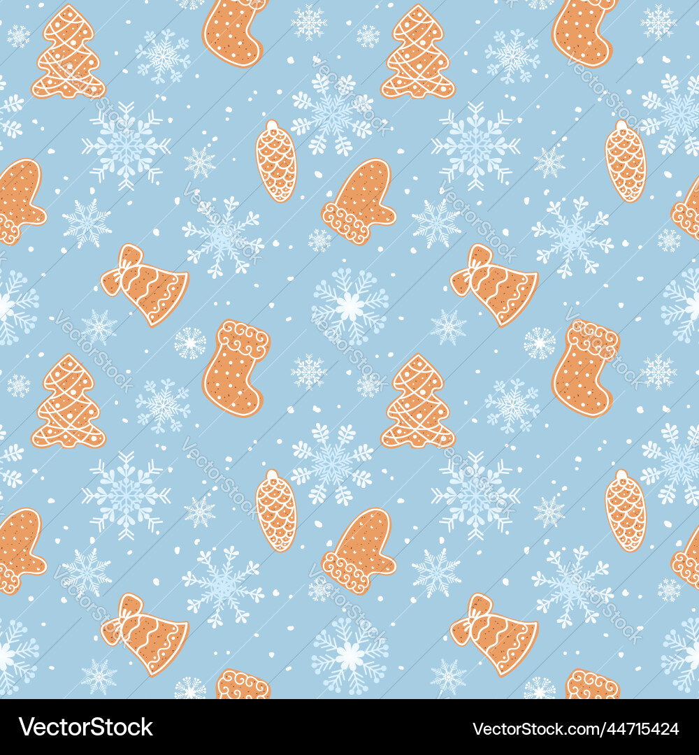 Winter seamless pattern with gingerbread Winter seamless pattern with gingerbread Vector Image