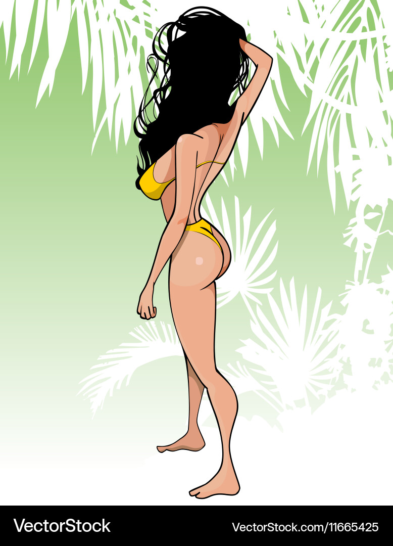 Attractive Brunette Woman in Swimsuit vector image