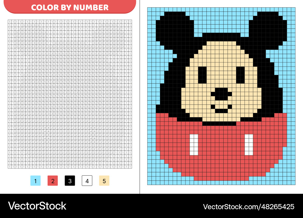 Black mouse squishmallow color by number pixel vector image
