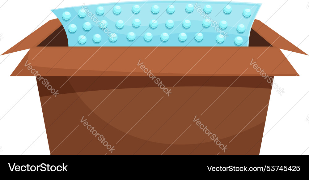 Cardboard box with bubble wrap for packing fragile Cardboard box with bubble wrap for packing fragile vector image