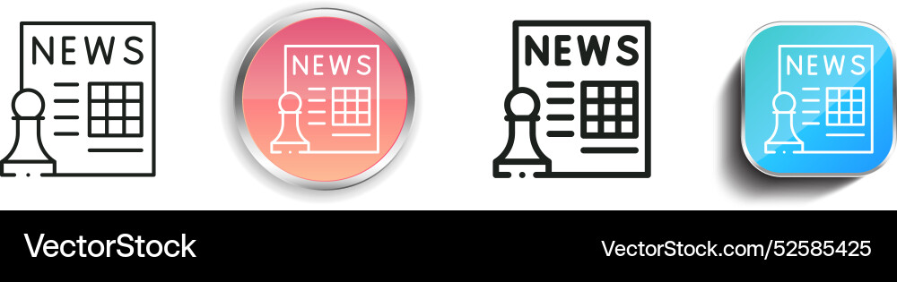 Chess game icon thin linear regular and button vector image
