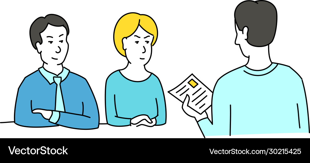 Interview sketch talking with a job applicant Interview sketch talking with a job applicant Vector Image