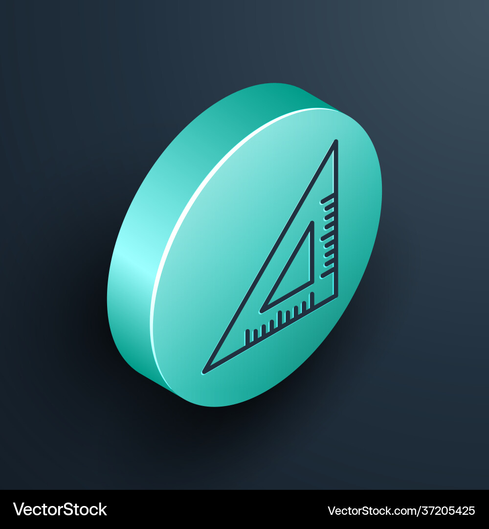 Isometric line triangular ruler icon isolated Vector Image