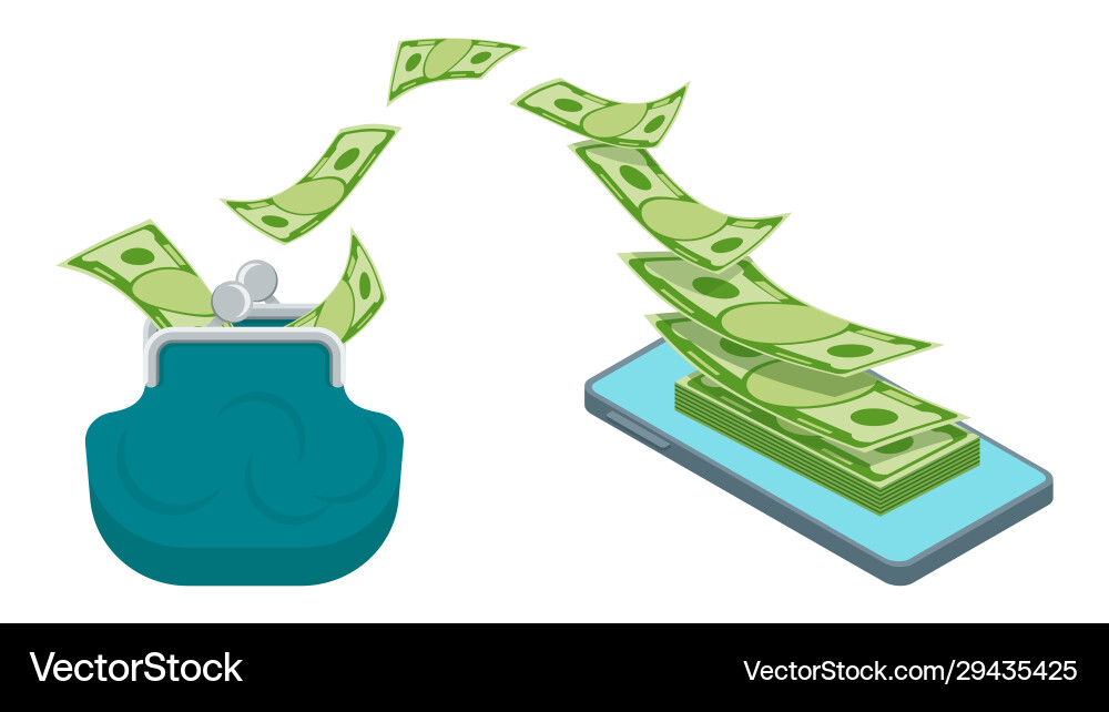Money transfer using mobile device Vector Image