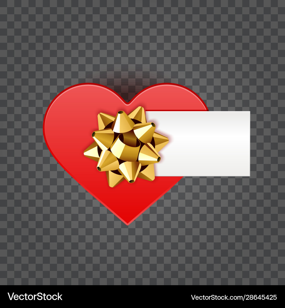 Red shiny heart shape isolated on transparent vector image