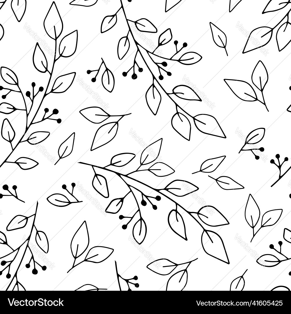 Seamless pattern in the style of botanical doodles Vector Image