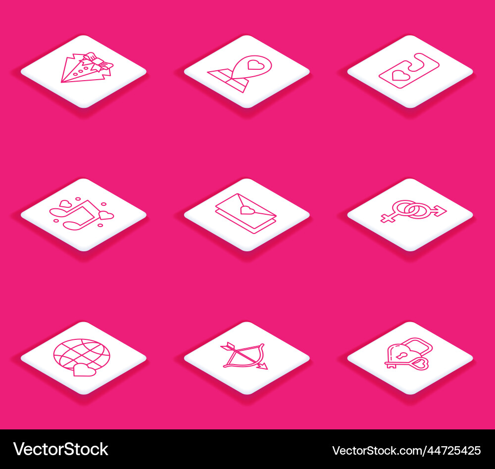 Set line suit map pointer with heart please do Set line suit map pointer with heart please do Vector Image