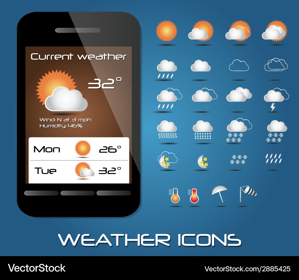 Set of weather icons for web and mobile Vector Image