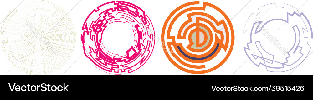 Abstract Angular Circular Elements Vector Image