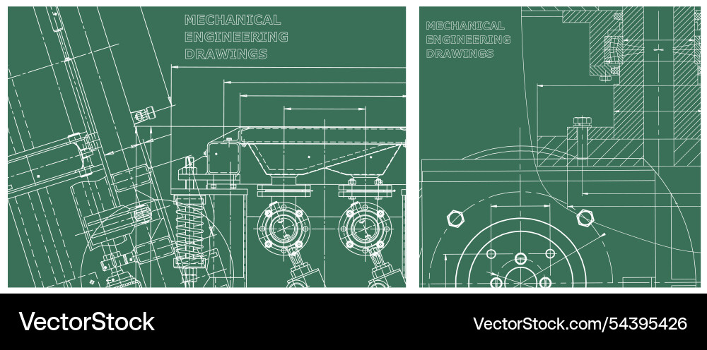 Blueprint set engine line drawing Blueprint set engine line drawing vector image
