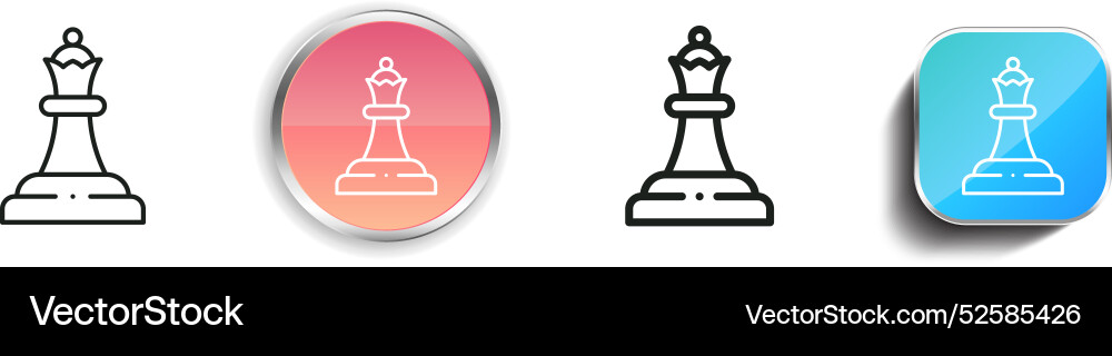 Chess piece icon thin linear regular and button Chess piece icon thin linear regular and button vector image