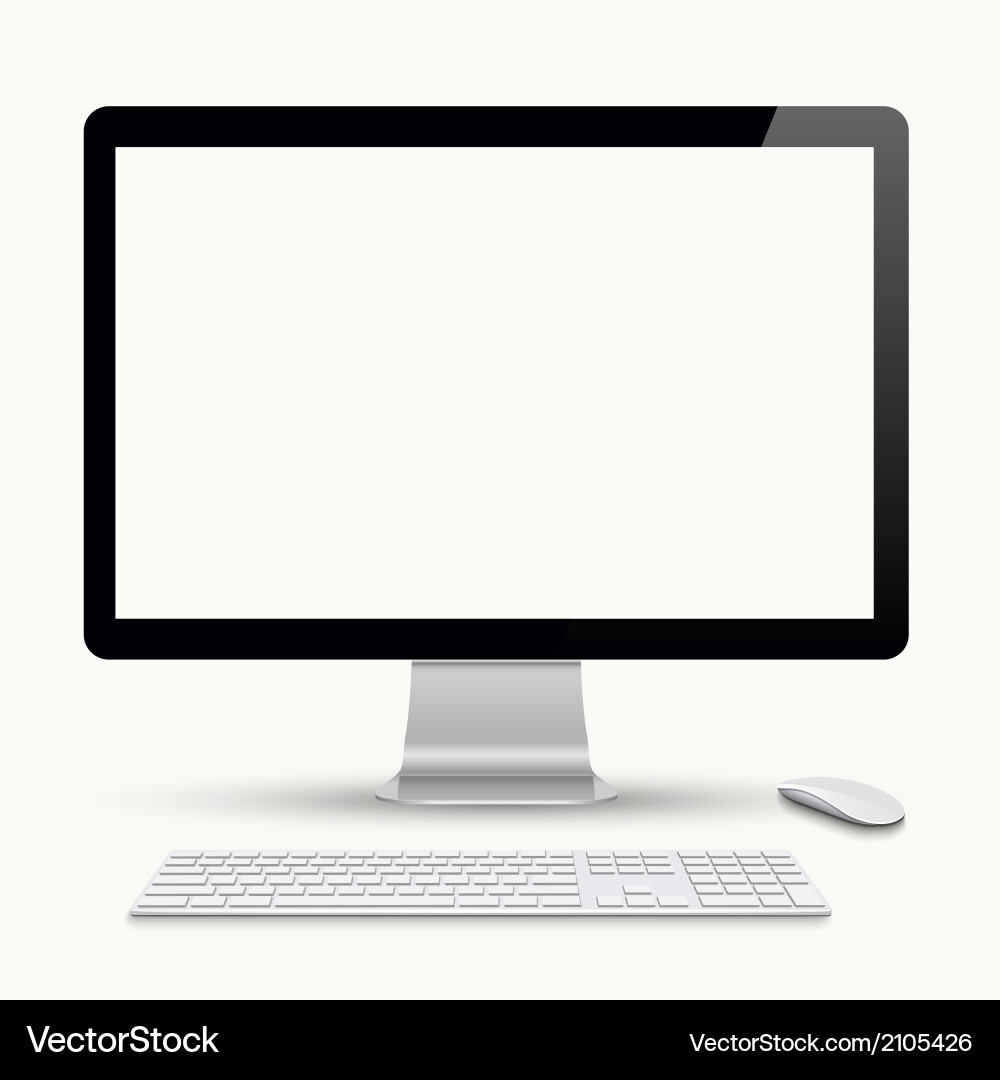 Computer Monitor with Keyboard and Mouse vector image