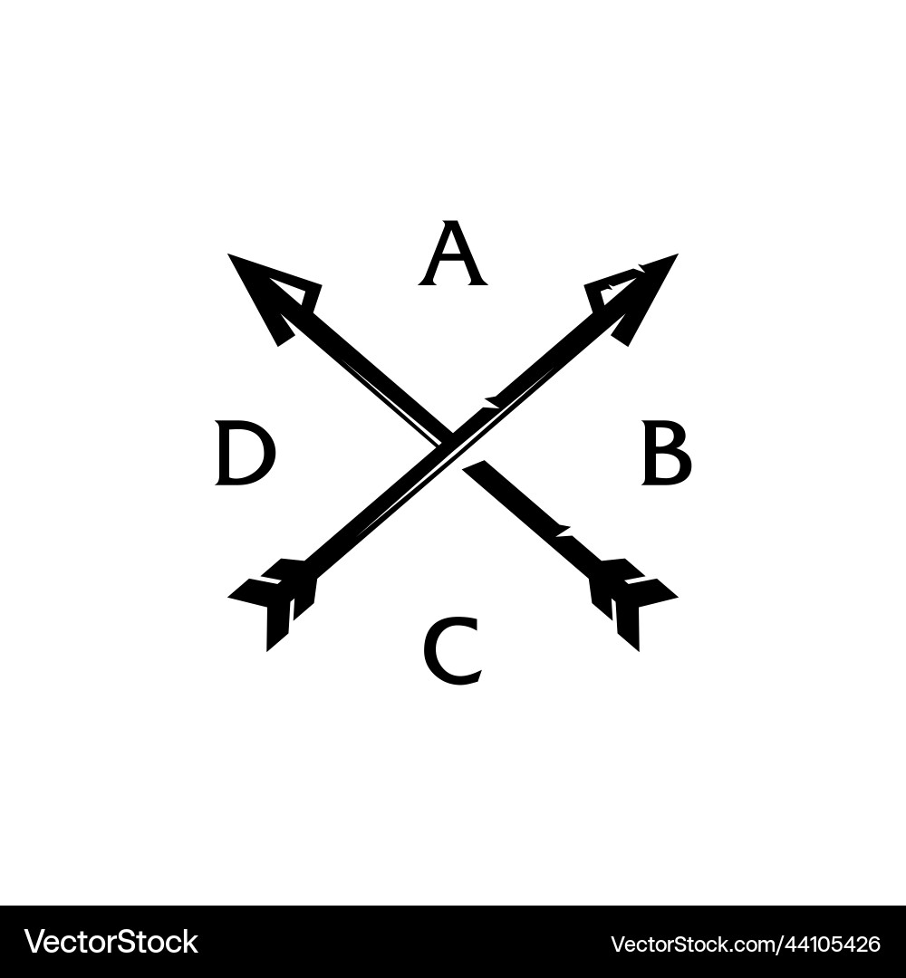 Crossed arrows with letter initials vector image